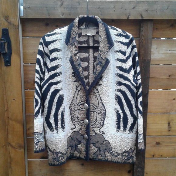 Vintage rare Painted Pony Safari zebra print blazer/jacket - Picture 1 of 12